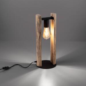 Stolová lampa z guľatiny vyrobená z dreva
