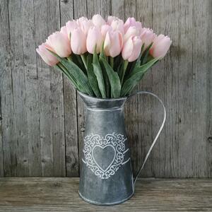 Tulipán umelý ružovo krémový jemne bielený 43cm cena za 1ks
