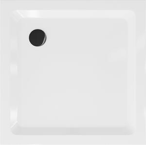 Mexen SLIM - Štvorcová sprchová vanička 70x70x5cm + čierny sifón, biela, 40107070B