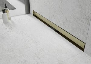 Mexen Flat nerezový sprchový žľab na stenu 120 cm vzor 2v1, zlatá, 1530120
