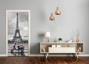 Fototapeta samolepiace dvere Eiffelova veža skutr 75x205 cm