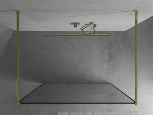 Mexen Kioto, priechodná sprchová zástena 130 x 200 cm, 8mm sklo číre/čierny vzor, złota- 800-130-002-50-70