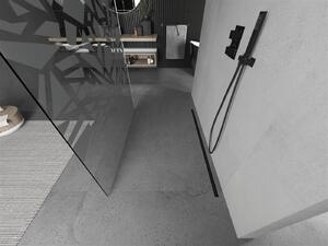Mexen Kioto, priechodná sprchová zástena 100 x 200 cm, 8mm sklo číre/biely vzor, 2x čierna stabilizačná rozpera, 800-100-002-70-85
