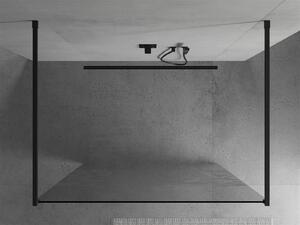 Mexen Kioto, priechodná sprchová zástena 100 x 200 cm, 8mm sklo číre/biely vzor, 2x čierna stabilizačná rozpera, 800-100-002-70-85