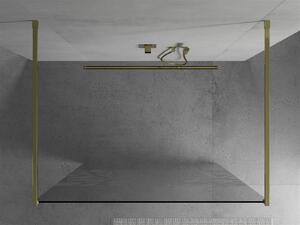 Mexen Kioto, priechodná sprchová zástena 100 x 200 cm, 8mm sklo číre/biely vzor, 2x zlatá stabilizačná rozpera, 800-100-002-50-85