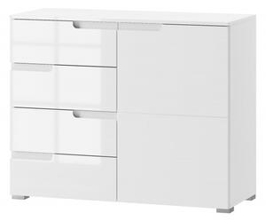 Szynaka Komoda Selene 5 100 cm biela lesklá/matná