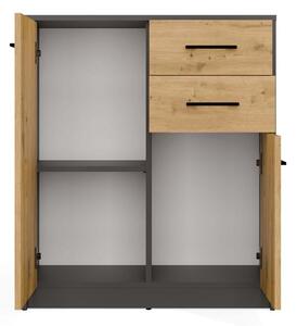 TP Living Komoda SIMPLO 2D2S 74 cm antracitová/dub artisan