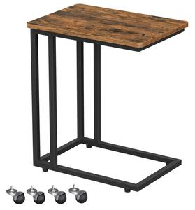 VASAGLE Skladací stôl na kolieskach, kovový, priemyselný, hnedý 50x35x60cm