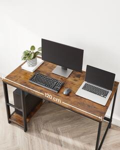 Písací stôl s policami, vintage, čierny, hnedý 120x60x75 cm