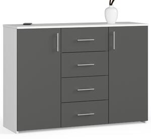 Ak furniture Komoda TORVI K 110 cm matná biela/matná grafitovo sivá