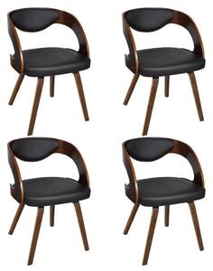 Jedálenské stoličky 4 ks, hnedé, ohýbané drevo a umelá koža