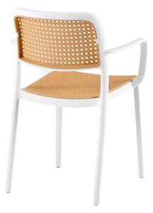 TEMPO Stohovateľná stolička, biela/béžová, RAVID TYP 2