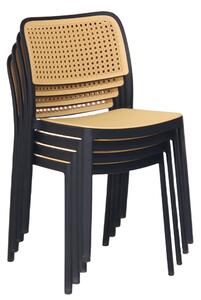 KONDELA Stohovateľná stolička, čierna/béžová, RAVID TYP 1