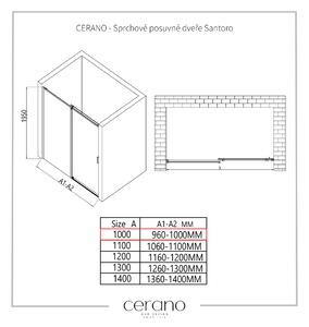 CERANO - Sprchové posuvné dvere Santoro L/P - čierna matná, transparentné sklo - 100x195 cm