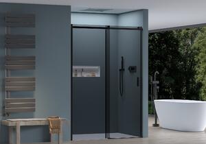 CERANO - Sprchové posuvné dvere Santoro L/P - čierna matná, grafitové sklo - 110x195 cm