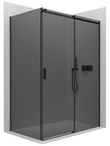 Cerano Santoro, sprchovací kút s posuvnými dverami 140(dvere) x 70(stena) x 195 cm, 6mm šedé sklo, čierny profil, CER-CER-425500