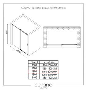 CERANO - Sprchové posuvné dvere Santoro L/P - čierna matná, grafitové sklo - 120x195 cm