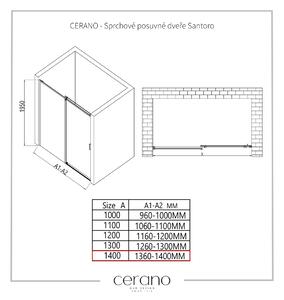 CERANO - Sprchové posuvné dvere Santoro L/P - čierna matná, transparentné sklo - 140x195 cm