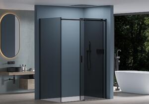 CERANO - Sprchovací kút Santoro L/P - čierna matná, grafitové sklo - 110x100 cm - posuvný