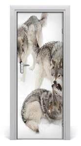 Samolepiace fototapety na dvere šedí vlci 85x205 cm