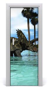 Samolepiace fototapety na dvere Dinozaury na pláži 75x205 cm