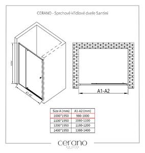 Cerano Santini, krídlové sprchové dvere 100x195 cm, 6mm číre sklo, chrómový profil, CER-CER-426205