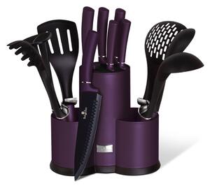 BERLINGERHAUS Sada nožov a kuchynského náčinia v stojane 12 ks Purple Metallic Line BH-6258