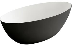 CERANO - Voľne stojaca vaňa z liateho mramoru Emilia - čierna matná/biela matná - 180x85cm
