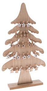 Drevený adventný kalendár Stromček hnedá, 26,5 x 47,2 cm