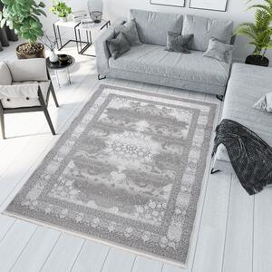 Exkluzívny bielo-sivý dizajnový interiérový koberec so vzorom Sivá Šírka: 120 cm | Dĺžka: 170 cm