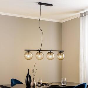 Závesná lampa Lucande Sotiana, 4 sklenené gule, čierna