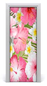 Samolepiace fototapety na dvere tropické kvety 95x205 cm