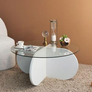 Kalune Design Konferenčný stolík BUBBLE biely/číre sklo