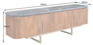 Dizajnový TV stolík Daichi 160 cm mango / mramor