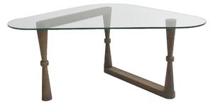 Kalune Design Konferenčný stolík Cam Orta Sepha z masívu orech/tvrdené číre sklo