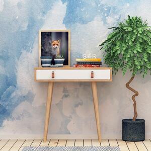 Hanah Home Konferenčný stolík Dokka 80 cm dub remeselný zlatý/biely