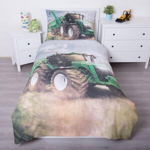 Jerry Fabrics Bavlnené obliečky 140x200 + 70x90 cm - Traktor "Green"