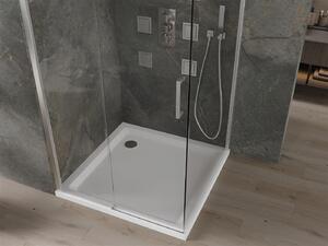 Mexen Omega posuvný sprchovací kút 100 x 100 cm, chrómový profil, číre sklo + Slim sprchová vanička, 825-100-100-01-00-4010