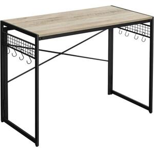 Skladací písací stôl s 8 háčikmi 100 x 50 x 76,5 cm, greige/čierny