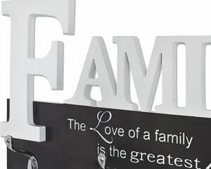 Nástenný vešiakový panel Family, biely/čierny