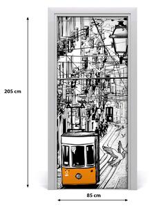 Samolepiace fototapety na dvere Električka v Lizbona 85x205 cm