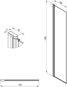 Deante Kerria Plus stena sprchovacieho kúta 40 cm chróm lesklý/sklo priehľadné KTSX072P