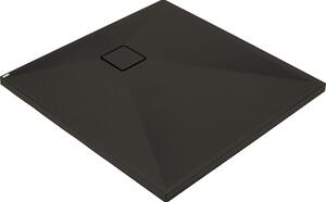 Deante Correo, štvorcová granitová sprchová vanička 80x80x3,5 cm, čierna matná, DEA-KQR_N42B
