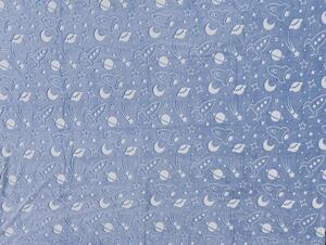 Svietiaca deka mikroflanel UNIVERSE 150x200 cm modrosivá