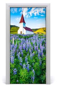 Fototapeta samolepiace na dvere kostol kvety 95x205 cm