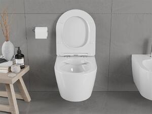 Mexen CARMEN Rimless závesná WC misa so sedátkom pomaly-padajúcim SLIM, 49 x 37 cm, biela, 30880400