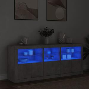 Komoda s LED svetlami betónovo-sivá 162x37x67 cm