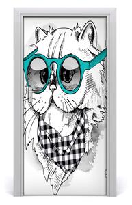 Samolepiace fototapety na dvere mačka okuliare 95x205 cm