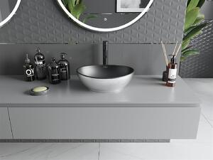 Mexen Elza, keramické umývadlo na dosku 405 x 330 mm, čierna matná-strieborný vzor, 21014023