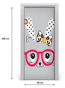 Samolepiace fototapety na dvere králik okuliare 85x205 cm